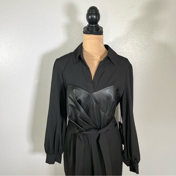 Gabrielle Union Black Faux Leather Corset Belted Jumpsuit M | boss babe cocktail - Picture 5 of 10